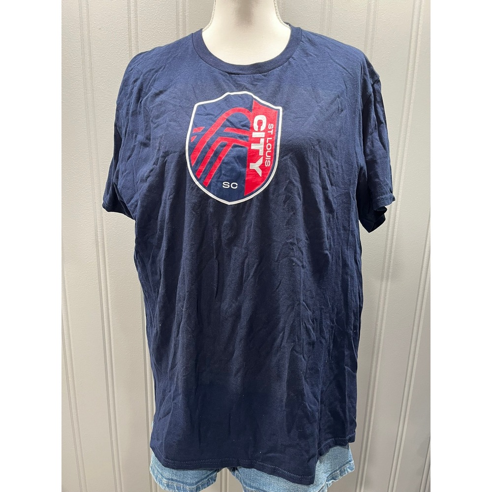 St Louis City SC Navy Blue Adult XL‎ T Shirt Soccer Fan Apparel Tee